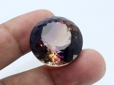 Pedra preciosa natural bicolor ametrina impecável 67,50 quilates redonda certificada não tratada - Imagem 1 de 4