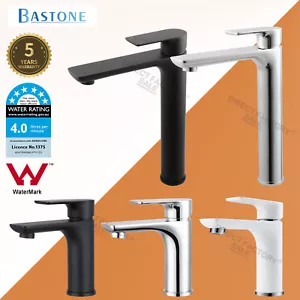 Bathroom Square Black Chrome Basin Mixer Tap Flick Vanity Faucet WELS Watermark - Picture 1 of 46