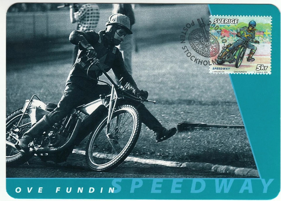 Ove Fundin Speedway Vintage Motorcycles Motorbike Race Sweden Mint Maxi FDC 2002 - Image 1 of 1