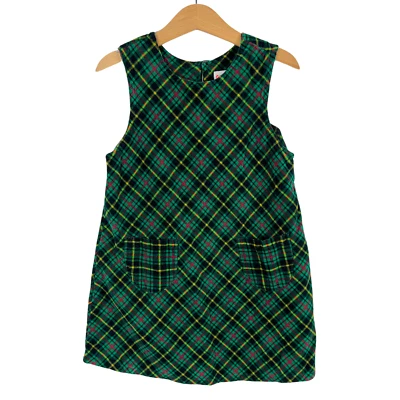 Vestido tipo jersey vintage de pana a cuadros de Navidad para niñas | Etiqueta arco iris Gymboree | 4/5 Foto 1 de 4