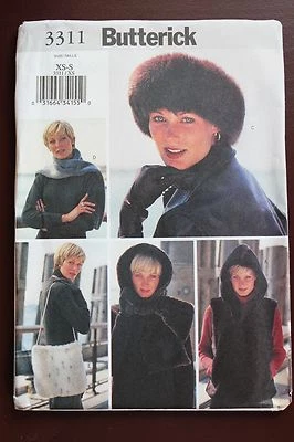 Butterick Pattern #3311 Misses vest, hat, scarf, bag, headwrap  size XS,S - Image 1 of 2