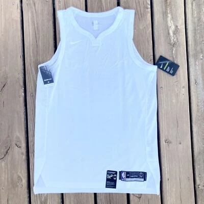 NWT Nike All White 2017 Authentic Aeroswift NBA BLANK Jersey 48 L + 2 Length - Image 1 of 4