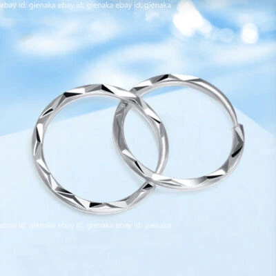 Pure Platinum 950 Pt950 Earrings Women Laser Circle Hoop Earrings 0.9-1.1g - Image 1 of 4