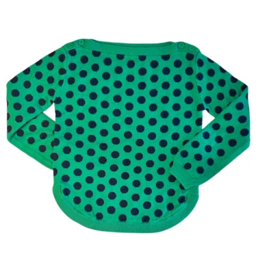 GAP Kids Small 6 - 7 Polka Dot Sweater Long Sleeve Crew Neck Green Navy Blue EUC - Image 1 of 4