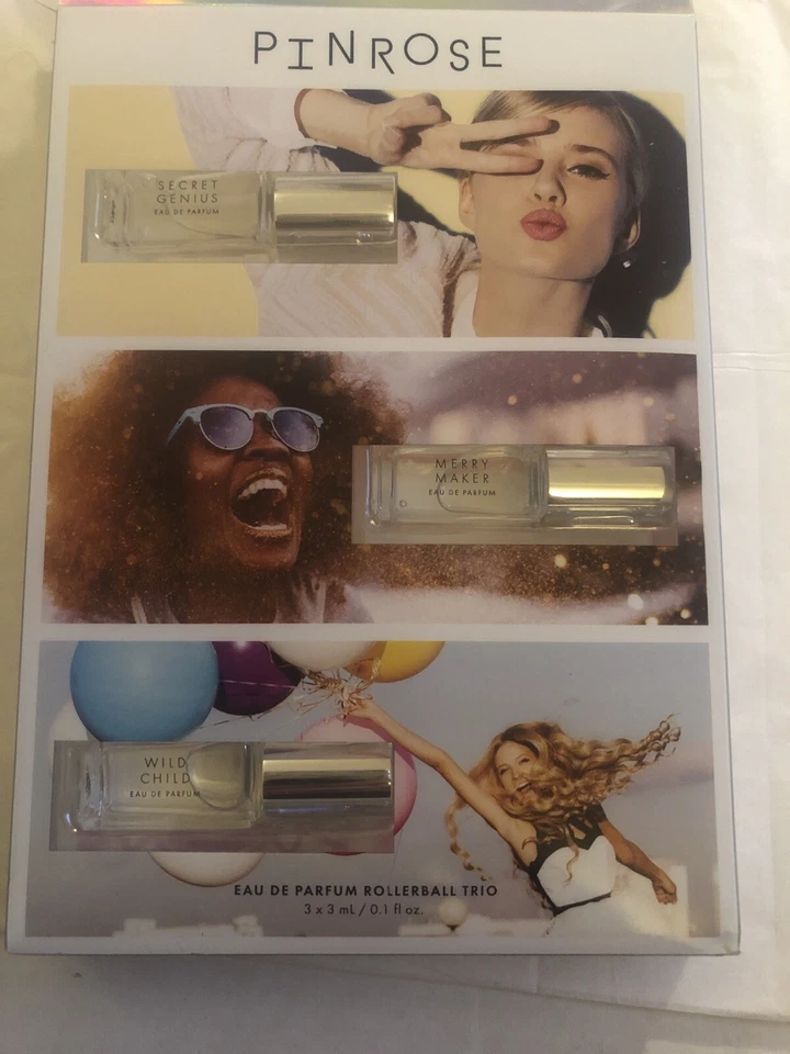 Pinrose Greatest Hits Parfum Rollerball Trio Secret Genius Merry Maker Wildchild