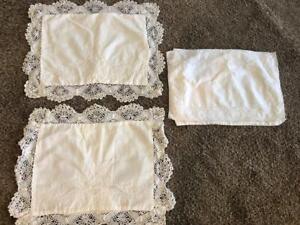 "Paper White" Brand Baby Sham Embroidered Butterfly Crochet Linens Set 3 RARE!
