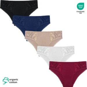 Ladies Briefs Organic Cotton Underwear Underpants Set of 5 High Cotton Content - Picture 1 of 7