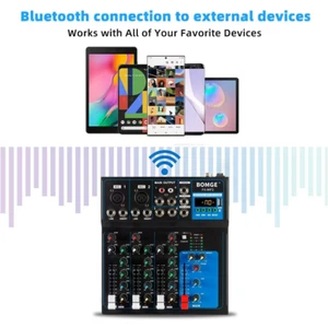 BOMGE F4- 4 channel metal digital audio mixer with Bluetooth 99DSP UPS Jack MP3 - Picture 1 of 13