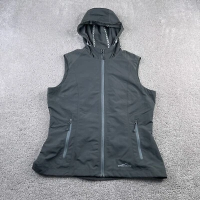 Chaleco Eddie Bauer Mujer Gris Medio Travex Cremallera Completa Con Capucha Cortavientos UV Foto 1 de 4