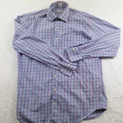 Peter Millar Shirt Men Large Mayan Turquoise Belize Check Button Up - Image 1 of 4