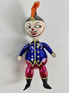 Vtg Italian Soldier, Feather Hat Glass Christmas Ornament Blue Jacket - Picture 1 of 5