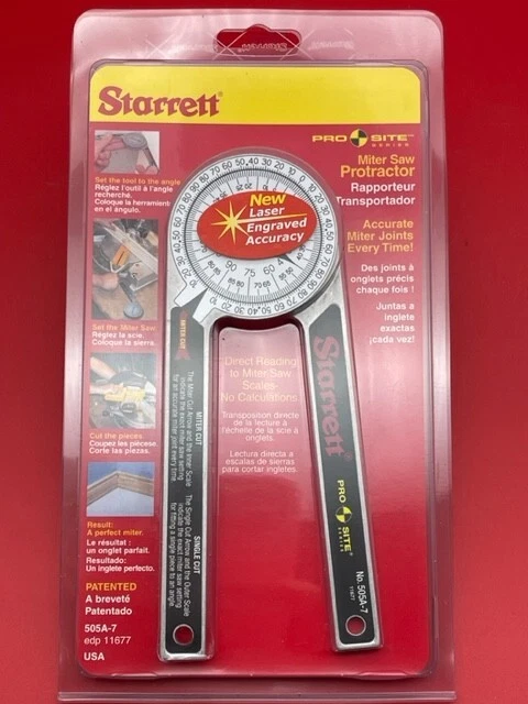 Starrett Machined Aluminum Frame Miter Protractor 7 in 505a