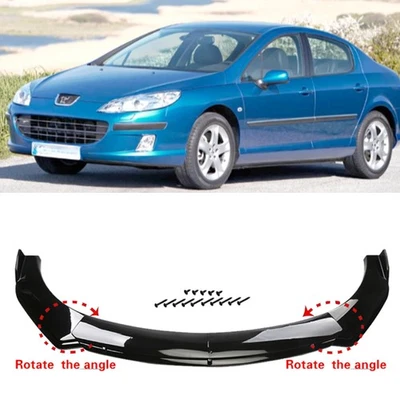 For Peugeot 407 2004-2011 Black Car Front Bumper Lip Spoiler Splitter Body Kit — 第 1/4 张图片