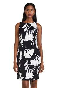 HM Damen Bleistift Etui dunkelblau weiß Blumen Kleid ärmellos Größe M - Bild 1 von 7