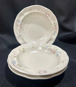 Pfaltzgraff Tea Rose Rimmed Pasta Salad Soup Bowl 9”D 1.5”H USA (set of 3) - Picture 1 of 4