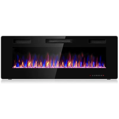 Wall Mounted 50" Electric Fireplace Recessed Ultra Thin Heater Multicolor Flame - Image 1 of 4