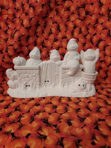 Ceramic Bisque~ Ready to Paint ~Ghost Fence Scene Rice Light Included - Picture 1 of 21