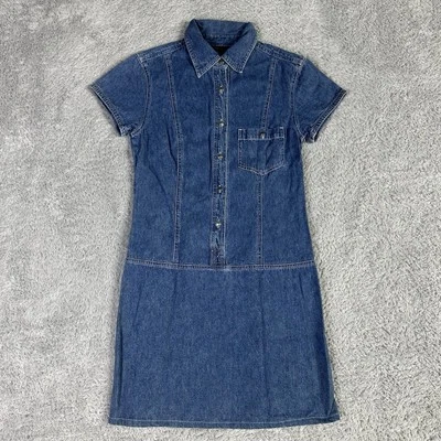 Vestido vaquero Boston Proper para mujer de colección 4 botones manga corta occidental Foto 1 de 4