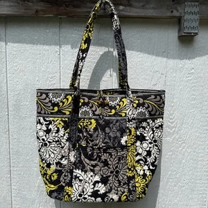 NWT Retired Baroque Vera Bradley Tote Bag Black, White, Yellow Floral - Picture 1 of 6