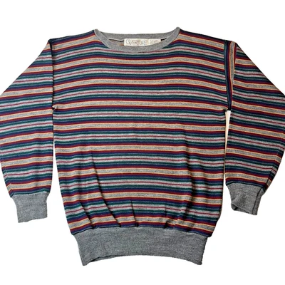 Vintage 70s Vesna Bricelj Multi-Color Striped Acrylic/Wool Sweater Hong Kong - Image 1 of 4