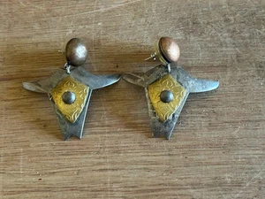 Modernist Ohrringe gemischt Metall Oberkörper Kopf offene Arme Vintage Paar erstaunlich - Bild 1 von 24