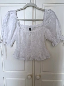 H&M White Crop Top M - Picture 1 of 4
