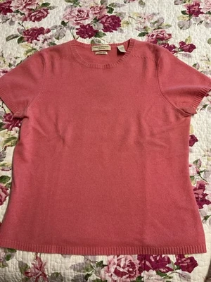 Cashmere Short Sleeve Valerie Stevens Sweater M Peachy Pink Color - Image 1 of 4