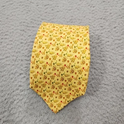 Salvatore Ferragamo Tie Men Yellow Animal Print 58"L Neckwear Silk Made In Italy - Image 1 of 4