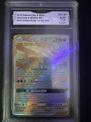 2019 Sun & Moon #247 Unified Minds Full Art Holo Garchomp & Girarina GX GMA 10 - Image 1 of 3