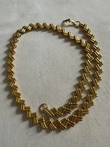 Collana catena zig zag vintage tono oro tenuta 19" - Foto 1 di 8