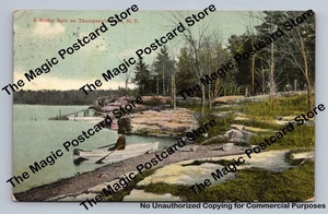 Thompson's Lake Rowboater "Pretty Spot" Antique New York Postcard ~1910s - Picture 1 of 2