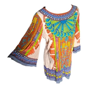 Medium Flying Tomato Body-con Dress Geometric Aztec Boho Fall Tunic Chic 60s EuC - Picture 1 of 11