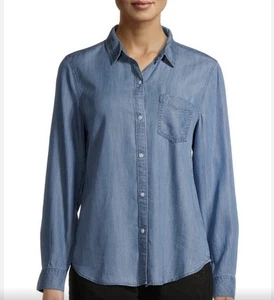 Time & Tru Chambray Shirt Women XL NWT Lightweight Cotton Soft Denim - Picture 1 of 4
