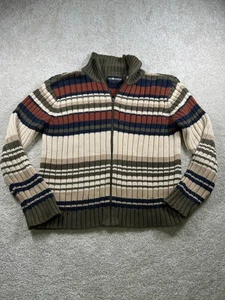 Sag Harbor Sweater Womens Medium Full Zip Striped Ribbed Knit Pullover Multicolo - Picture 1 of 8