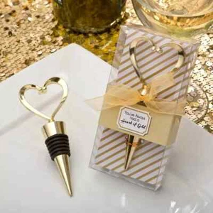 13 Pcs - Gold Stainless Steel Love Design Wine Bottle Stoppers, Heart Shape - Picture 1 of 1