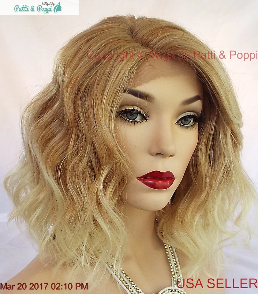 Beach Waves 假发花边前热安全中等长度金色 T27.613 美国销售 1158 A — 第 1/4 张图片