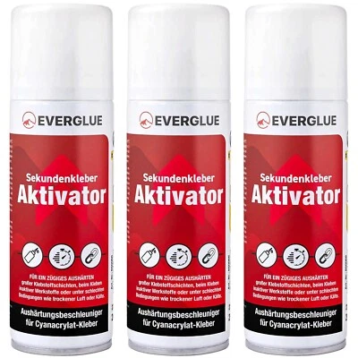 EVERGLUE Aktivator Spray für Sekundenkleber 3*200ml, schnelles Aushärten kein Ausblühen