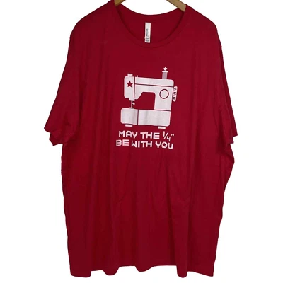 Canvas Sewing Tshirt Adult 4XL Red 100% Cotton May The 1/4” Be With You - - Image 1 of 4
