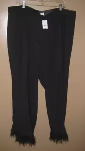 J. Crew CD585 Women's Black Ostrich Feather Trimmed crop Dress Pants 20 NWT $148 - Picture 1 of 10