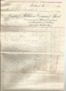 Milliken Cousens & Short Portland Maine Billhead 1896 Dry Goods Clothing Manuf. - Imagen 1 de 2