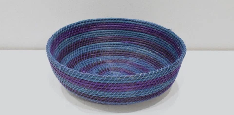 African Lesotho  Blue Purple Woven Basket South Africa Cover