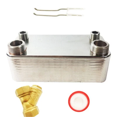 20-Plate Brazed Plate Heat Exchanger Hot Water to Water Heating System Domestic - Image 1 of 4
