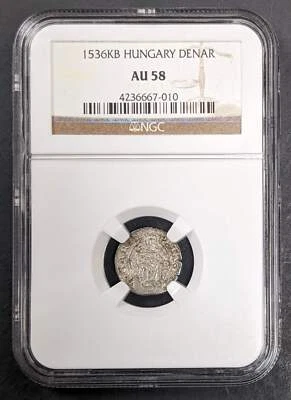 1536 KB Hungary Silver Denar NGC AU 58 - Image 1 of 4