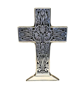 Wilton Armetale Zinn Kreuz Kruzifix Rokoko Blumendesign schöne Kunst 5"x 8" - Bild 1 von 5
