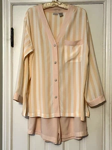 Dessous Cacique Pfirsich & Elfenbein 2-teiliges Pyjama-Set Größe Medium - Bild 1 von 6