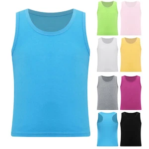 Kids Girls Top Breathable Vest Casual Tank Running Underwear Bra Shirt Jogging - Picture 1 of 57