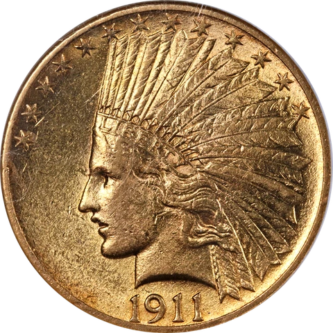 1911-P Indian Gold $10 NGC AU58 Great Eye Appeal Nice Strike Cover