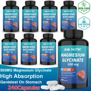 Magnesium Glycinate For Improved Sleep Stress Anxiety Relief 500mg Capsule LOT - Picture 1 of 14