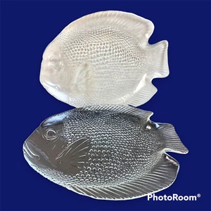 JUEGO DE 8 PLACAS DE VIDRIO CON FORMA DE PEZ ARCOROC Francia Poisson de colección años 70 - Imagen 1 de 17