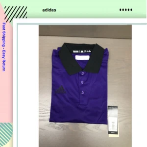 Adidas Men's Game Built Polo,Black / Purple, L - Picture 1 of 2